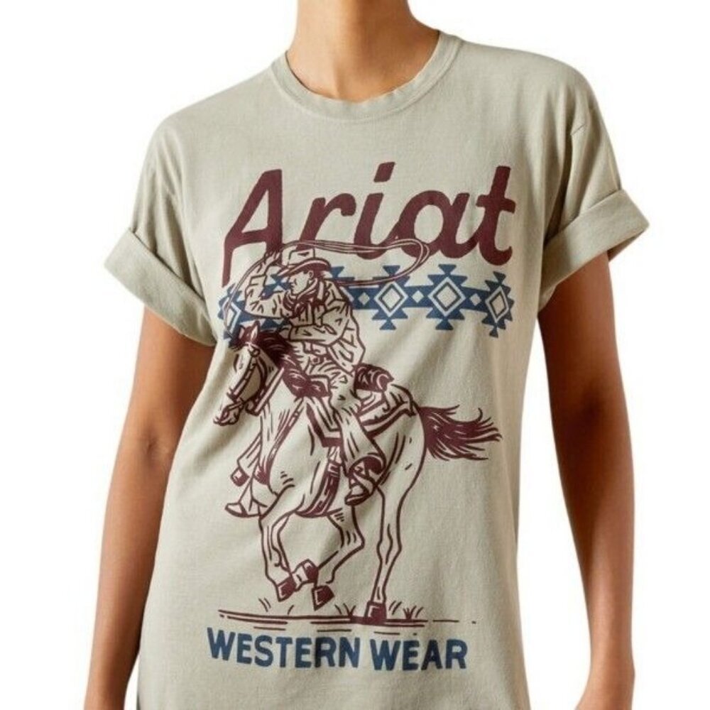 Ariat Women's XXL Short Sleeve Classic Rider Graphic T-Shirt Sandstone 10062390